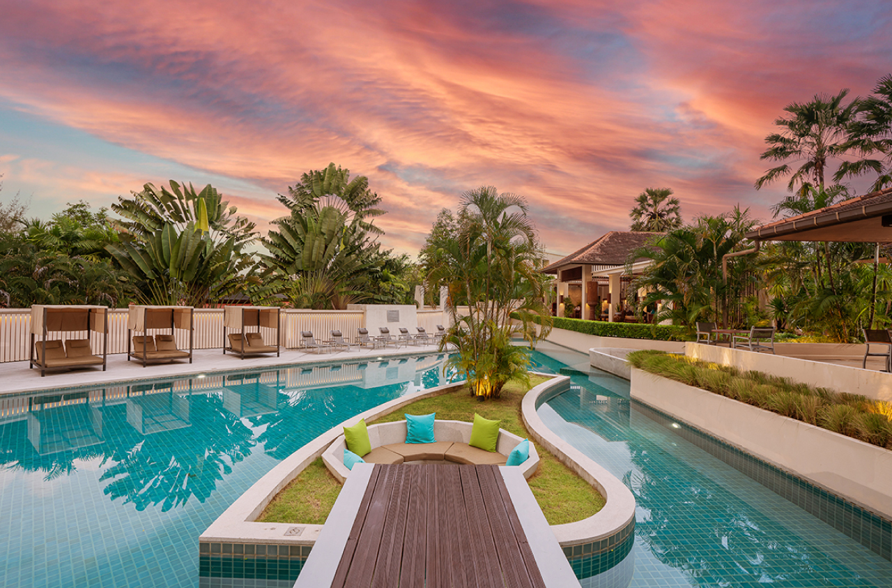 Swimming Pool At Sunset